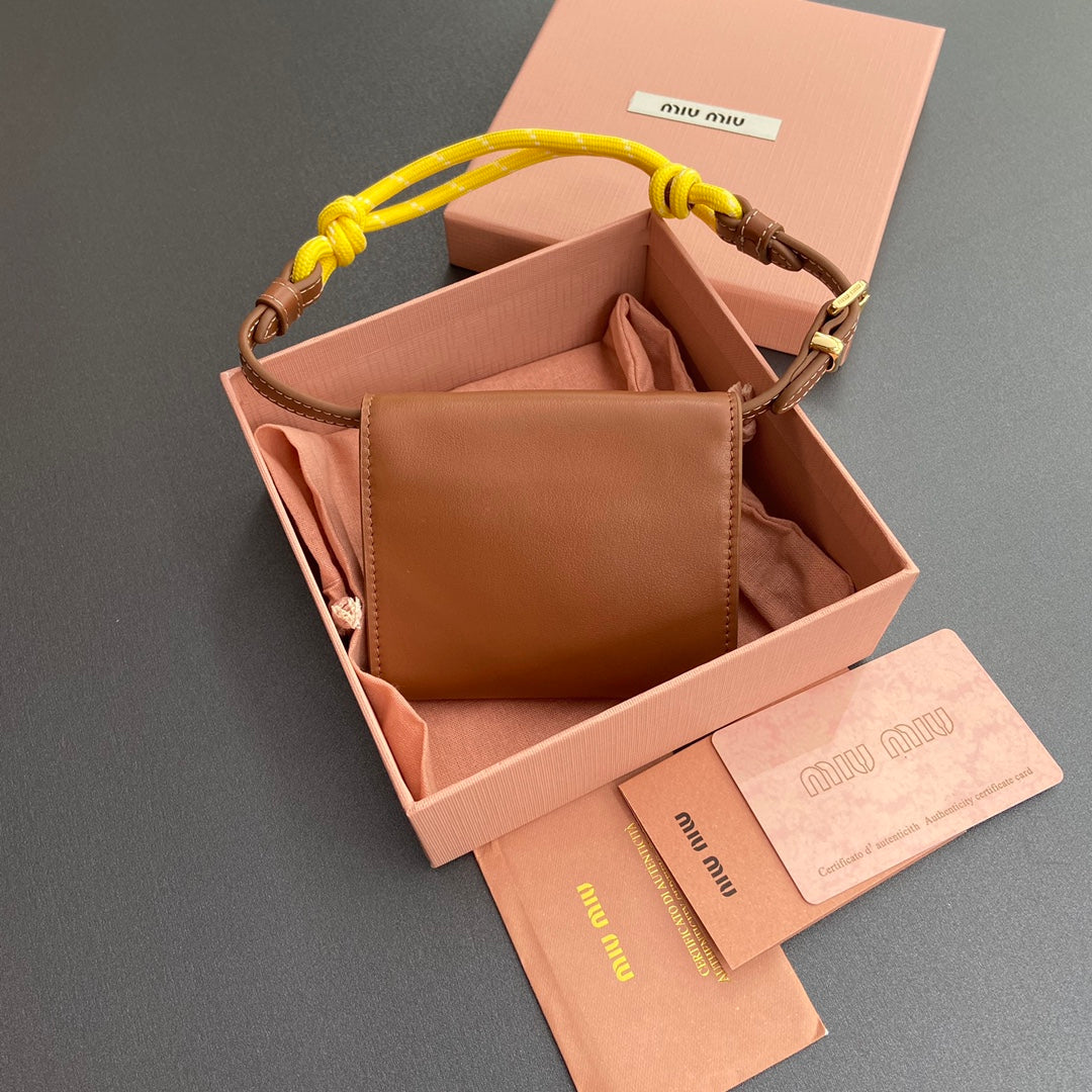 MIU MIU MICRO BAG 11 IN SANTA FE BROWN SMOOTH CALFSKIN
