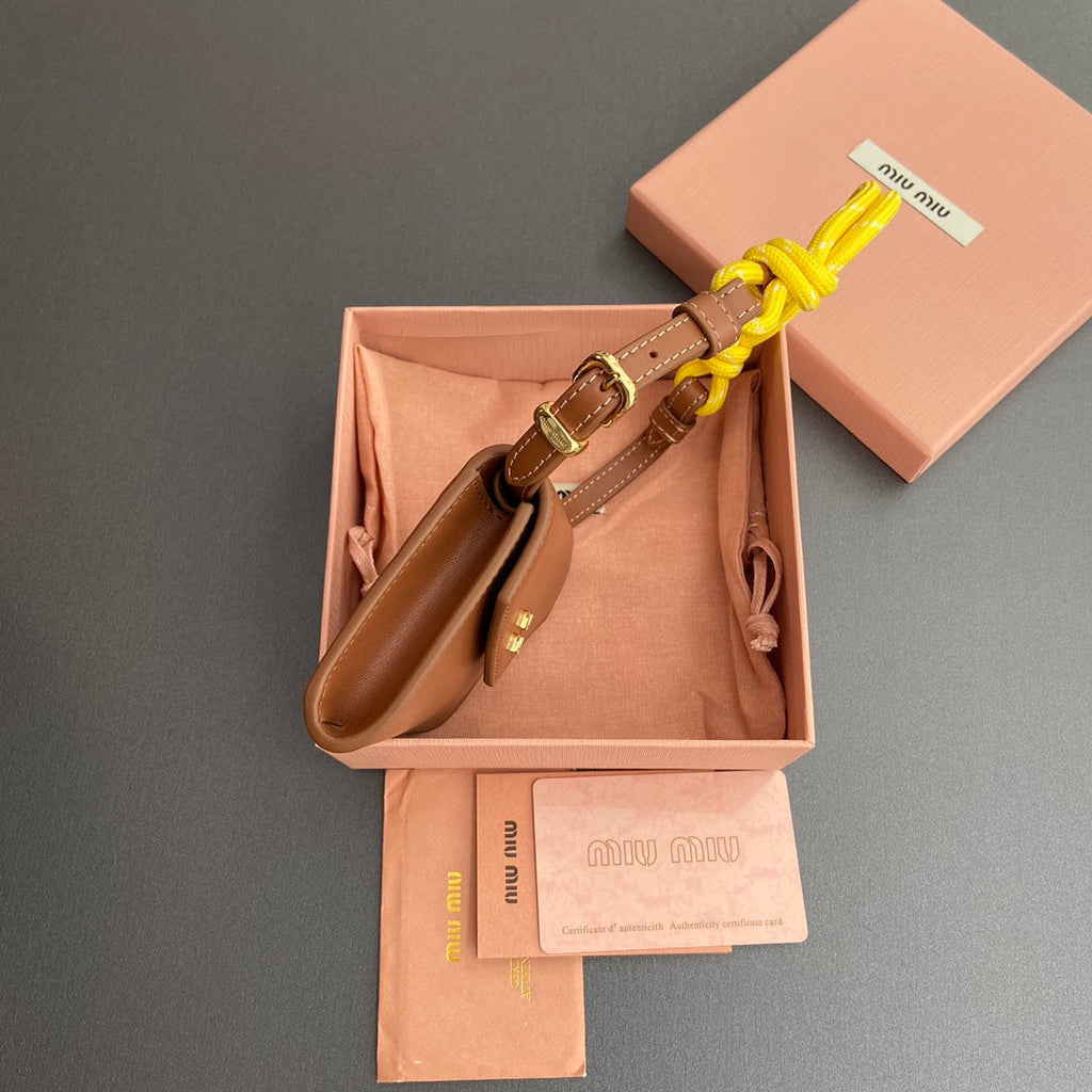 MIU MIU MICRO BAG 11 IN SANTA FE BROWN SMOOTH CALFSKIN