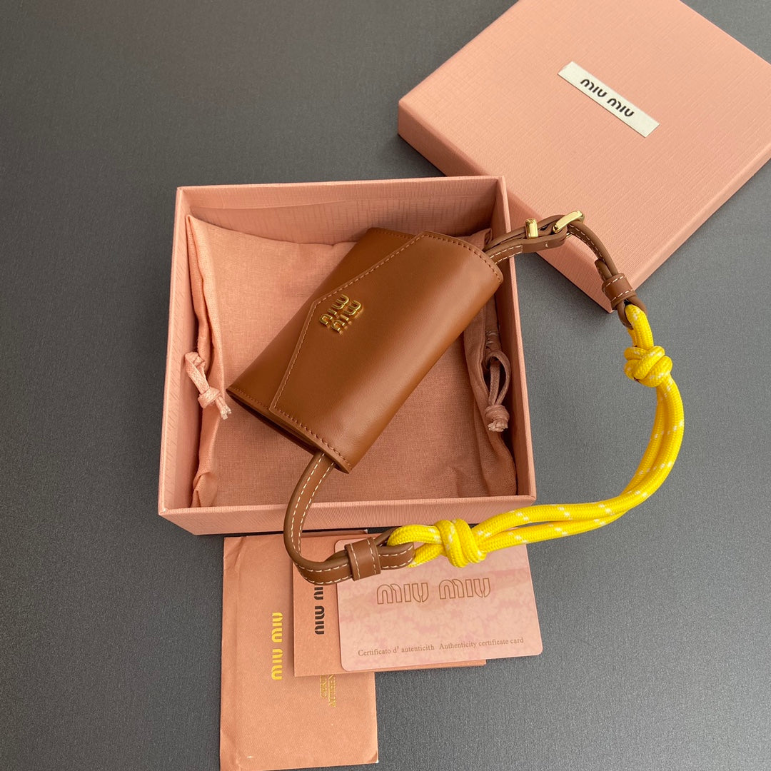 MIU MIU MICRO BAG 11 IN SANTA FE BROWN SMOOTH CALFSKIN