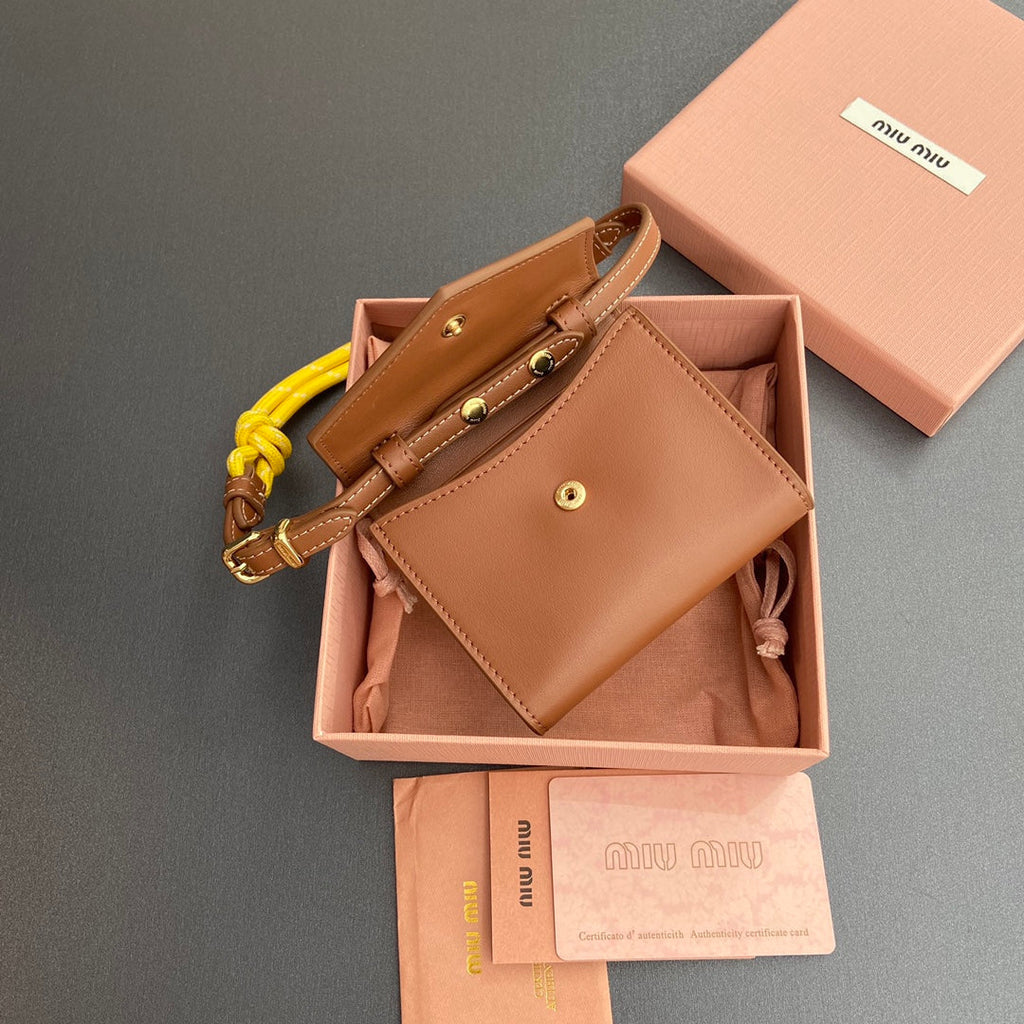 MIU MIU MICRO BAG 11 IN SANTA FE BROWN SMOOTH CALFSKIN