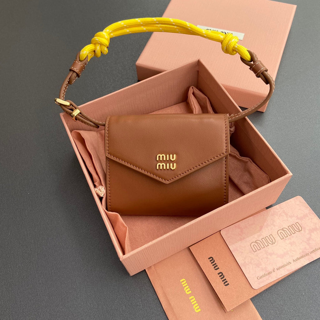 MIU MIU MICRO BAG 11 IN SANTA FE BROWN SMOOTH CALFSKIN
