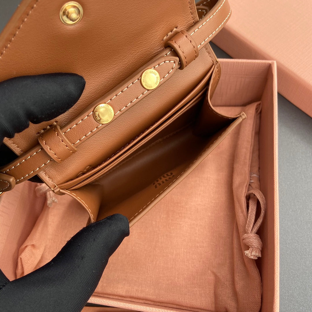 MIU MIU MICRO BAG 11 IN SANTA FE BROWN SMOOTH CALFSKIN