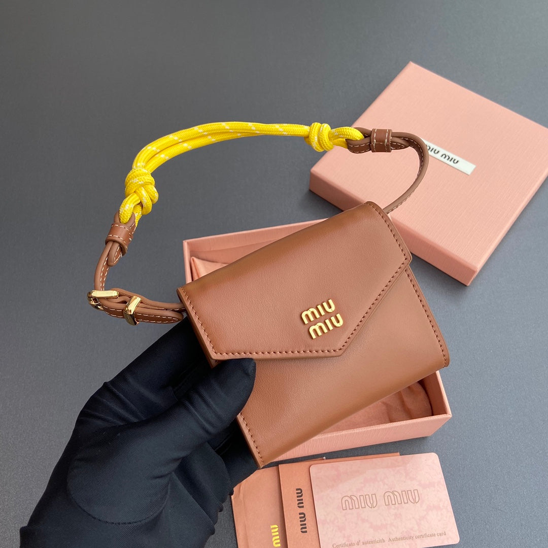 MIU MIU MICRO BAG 11 IN SANTA FE BROWN SMOOTH CALFSKIN