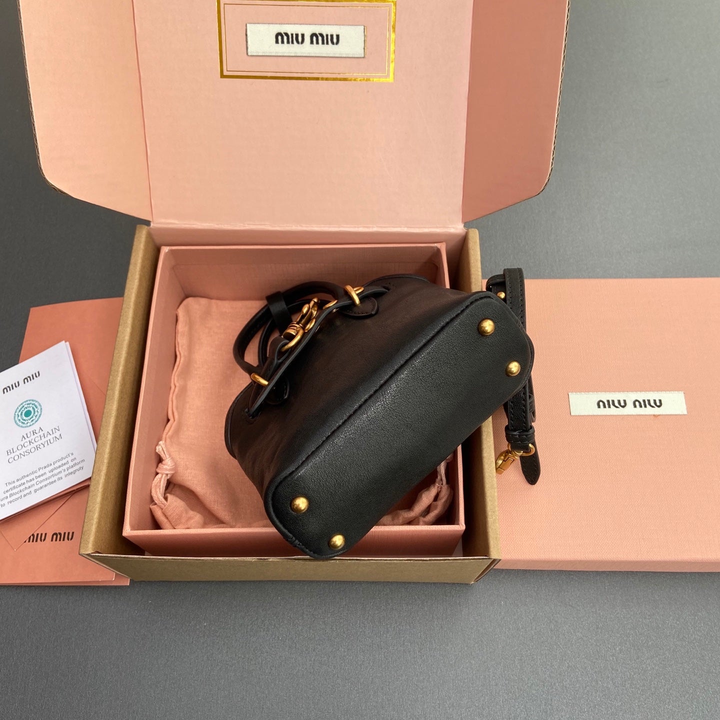 MIU MIU AVENTURE BAG 13 IN BLACK SHINY CALFSKIN