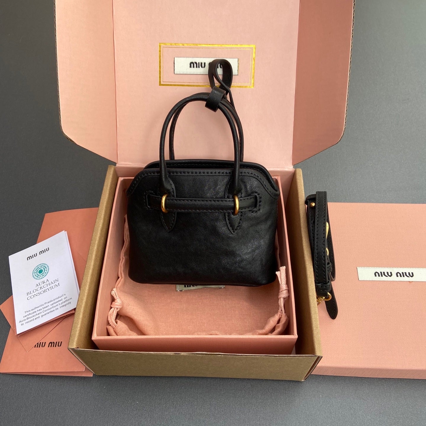 MIU MIU AVENTURE BAG 13 IN BLACK SHINY CALFSKIN