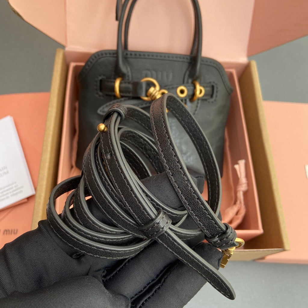 MIU MIU AVENTURE BAG 13 IN BLACK SHINY CALFSKIN