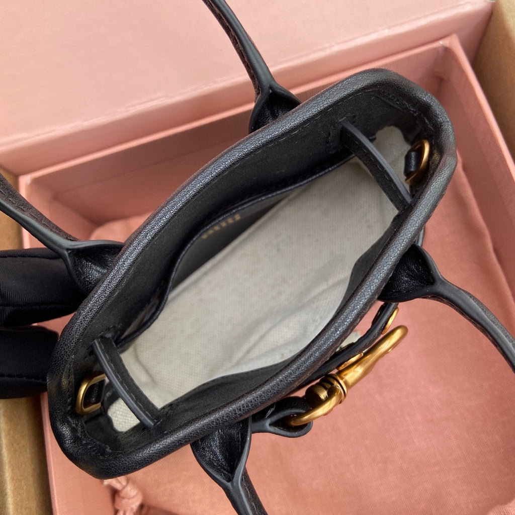 MIU MIU AVENTURE BAG 13 IN BLACK SHINY CALFSKIN