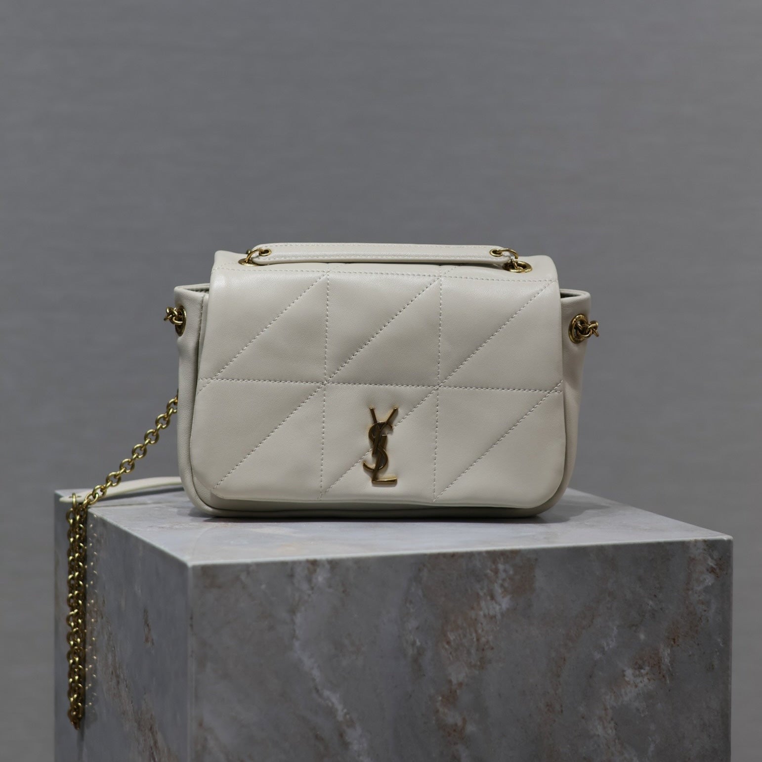 SAINT LAURENT YSL 25S JAMIE MINI 20 IN BLANC VINTAGE LAMBSKIN GOLD HARDWRE
