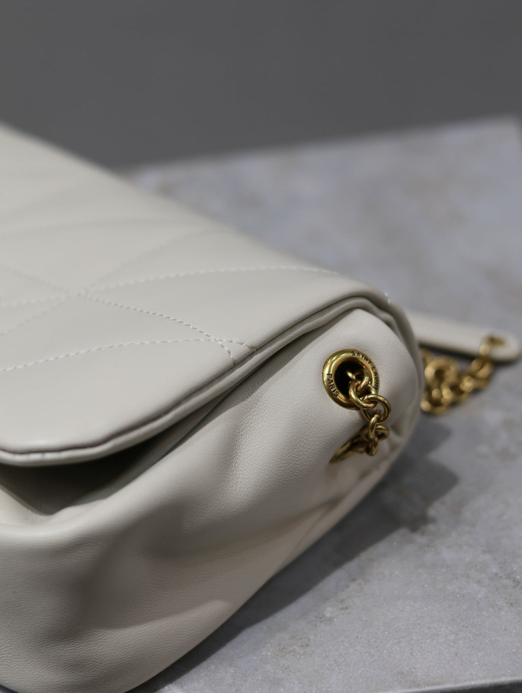 SAINT LAURENT YSL 25S JAMIE MINI 20 IN BLANC VINTAGE LAMBSKIN GOLD HARDWARE