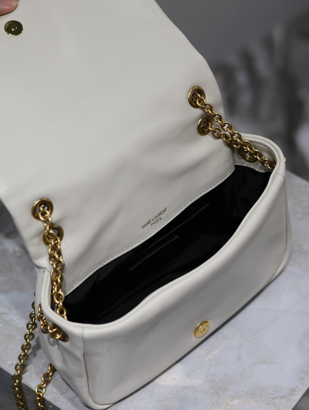 SAINT LAURENT YSL 25S JAMIE MINI 20 IN BLANC VINTAGE LAMBSKIN GOLD HARDWRE