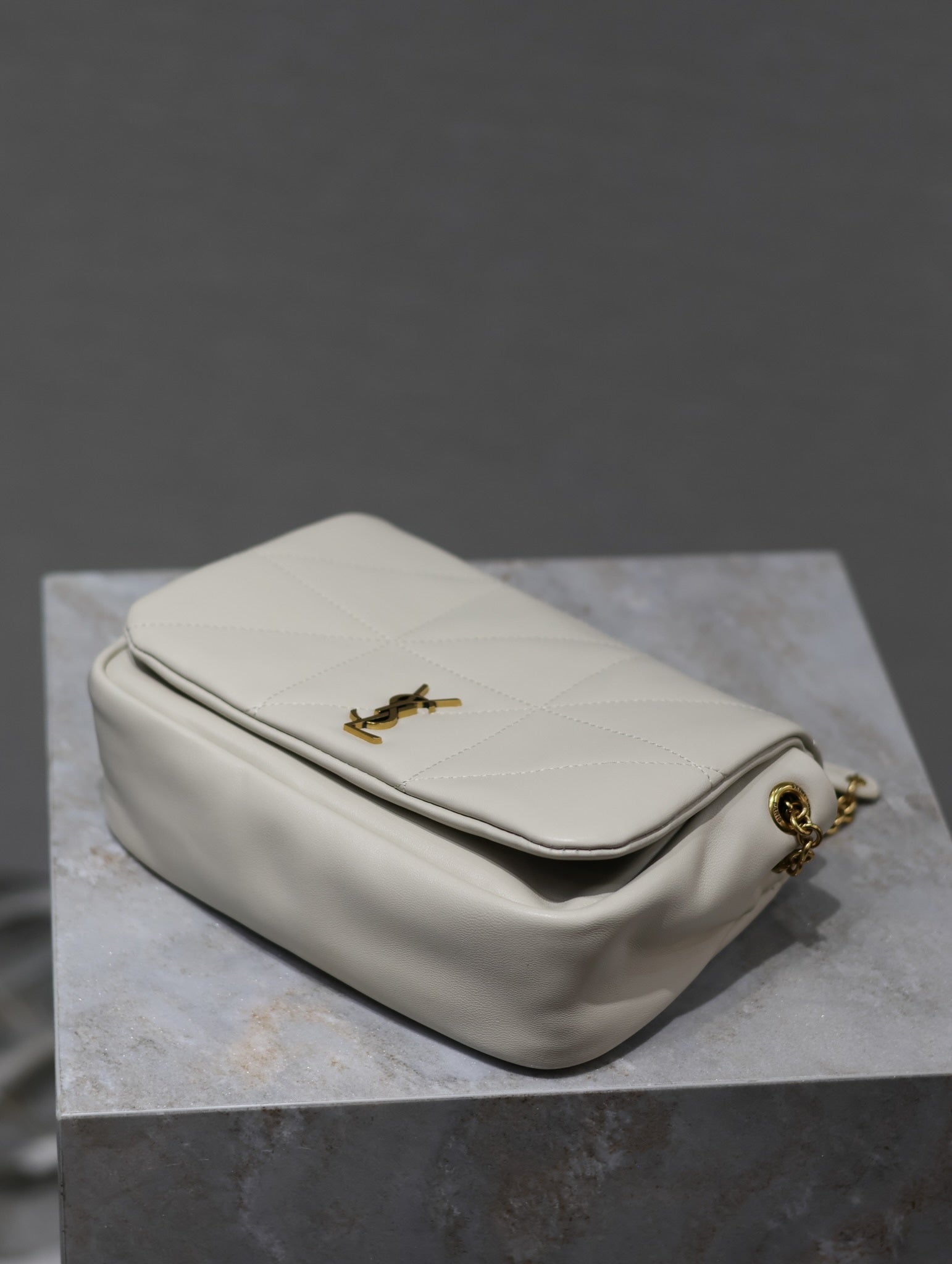 SAINT LAURENT YSL 25S JAMIE MINI 20 IN BLANC VINTAGE LAMBSKIN GOLD HARDWARE