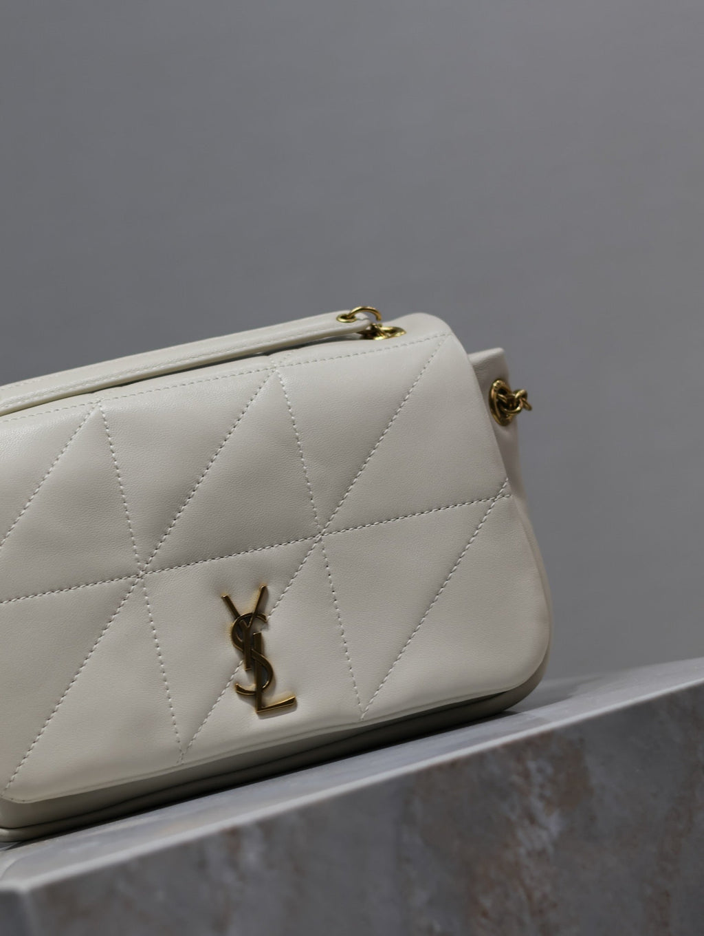 SAINT LAURENT YSL 25S JAMIE MINI 20 IN BLANC VINTAGE LAMBSKIN GOLD HARDWRE