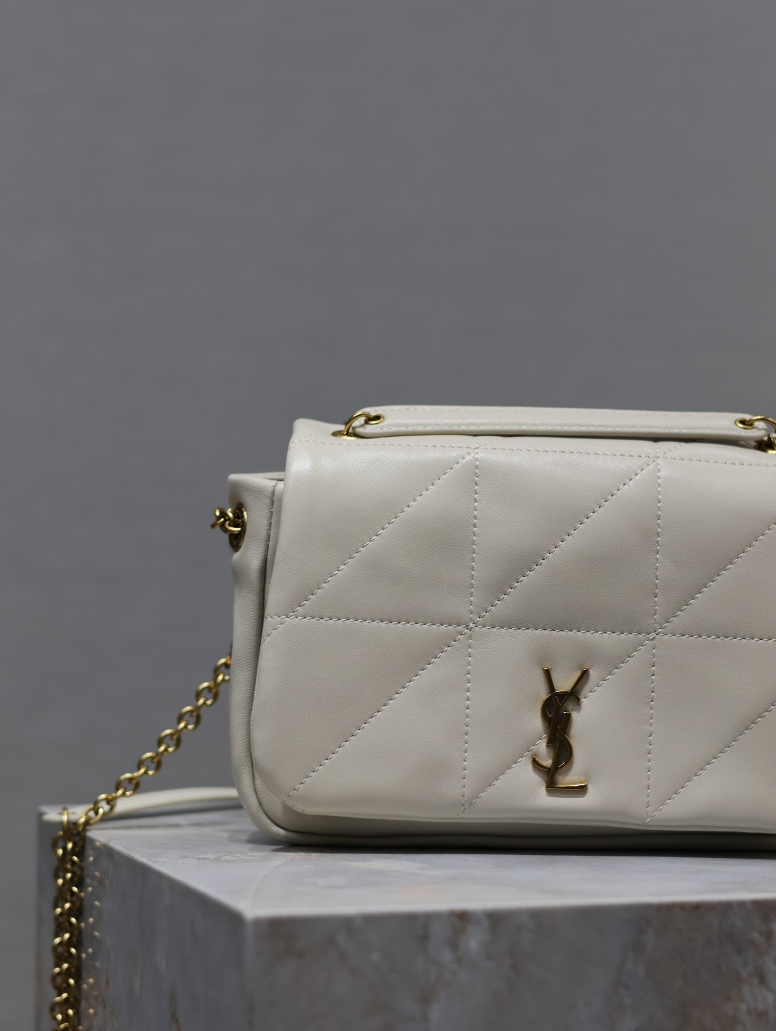 SAINT LAURENT YSL 25S JAMIE MINI 20 IN BLANC VINTAGE LAMBSKIN GOLD HARDWRE