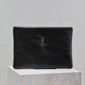 SAINT LAURENT CALYPSO LARGE POUCH 30 IN BLACK SMOOTH LAMBSKIN