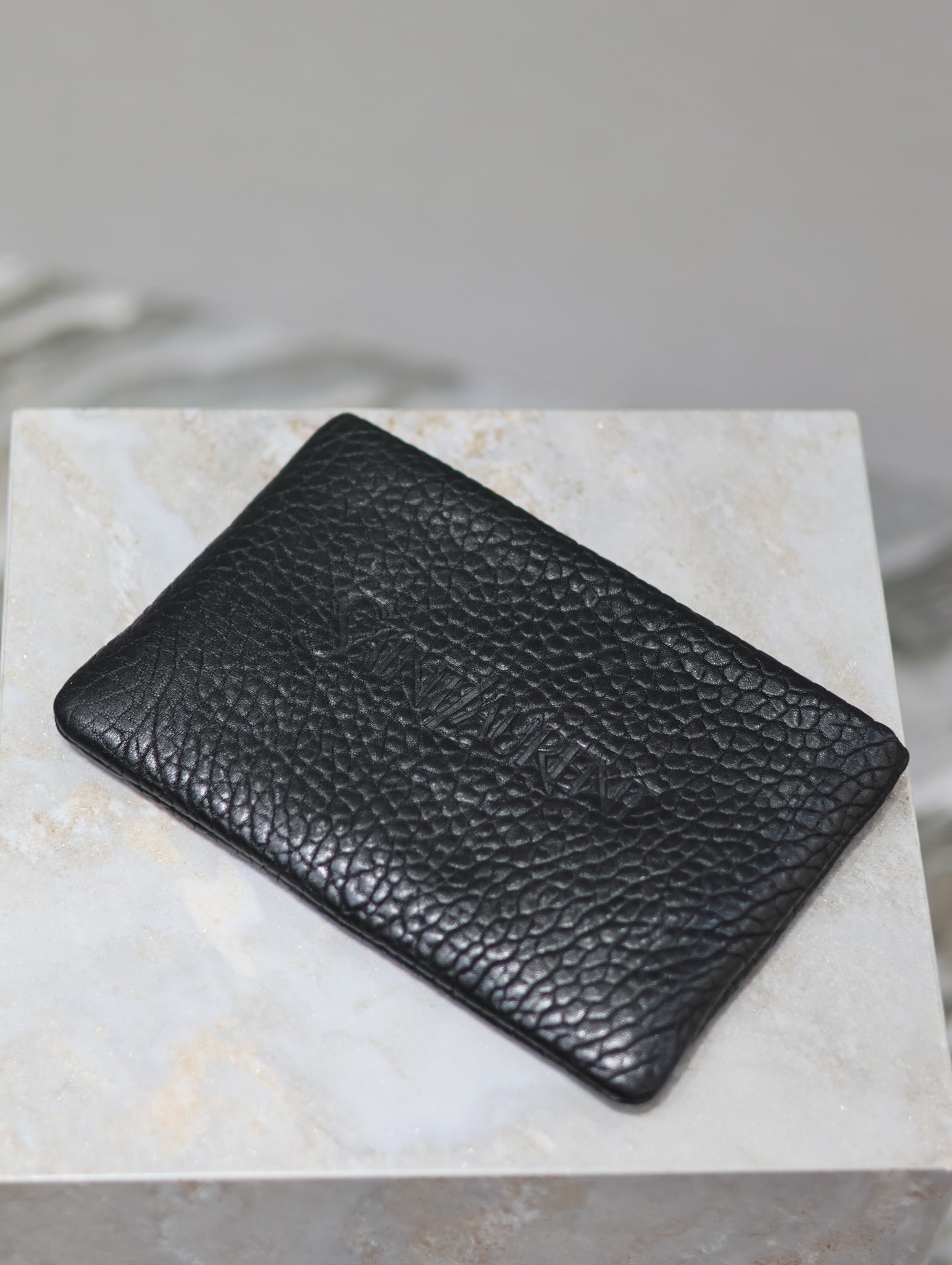 SAINT LAURENT POUCH WITH ELEPHANT TEXTURE 23 IN BLACK LAMBSKIN LOGO EMBOSSED