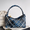 BOTTEGA VENETA TOSCA SHOULDER BAG 27 IN BLUE MIX BLACK AND WHITE LAMBSKIN