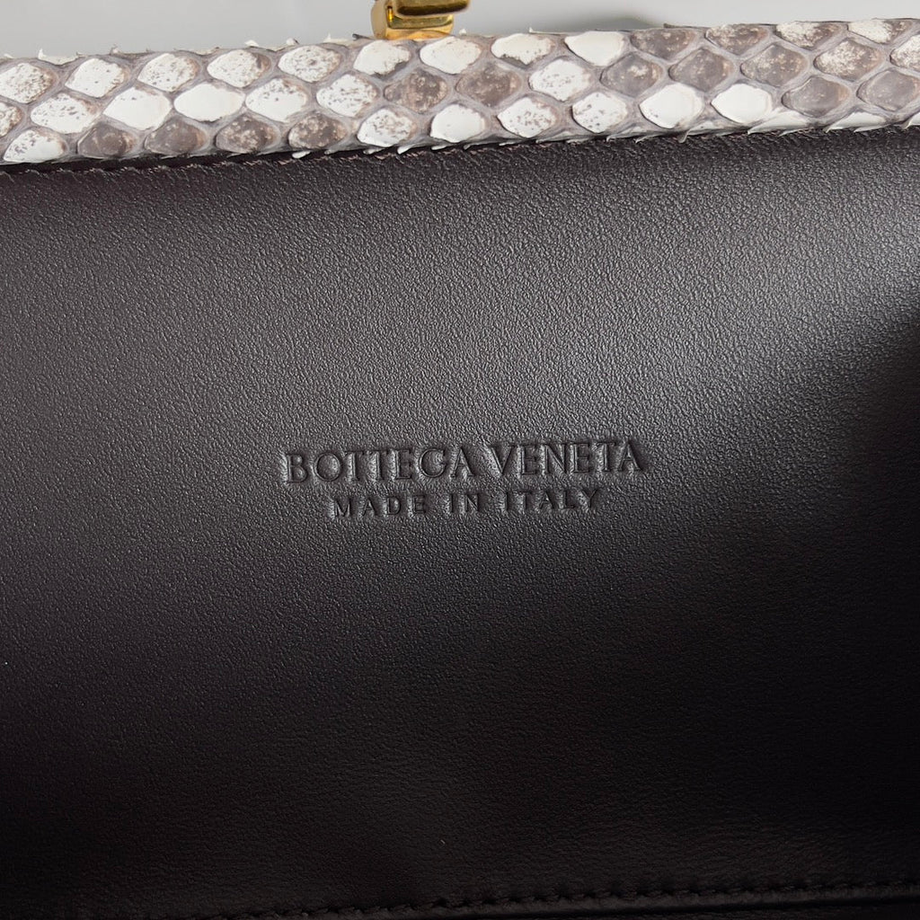 BOTTEGA VENETA KNOT CHAIN CLUTCH 20.5 IN SNAKE PATTERN CALFSKIN