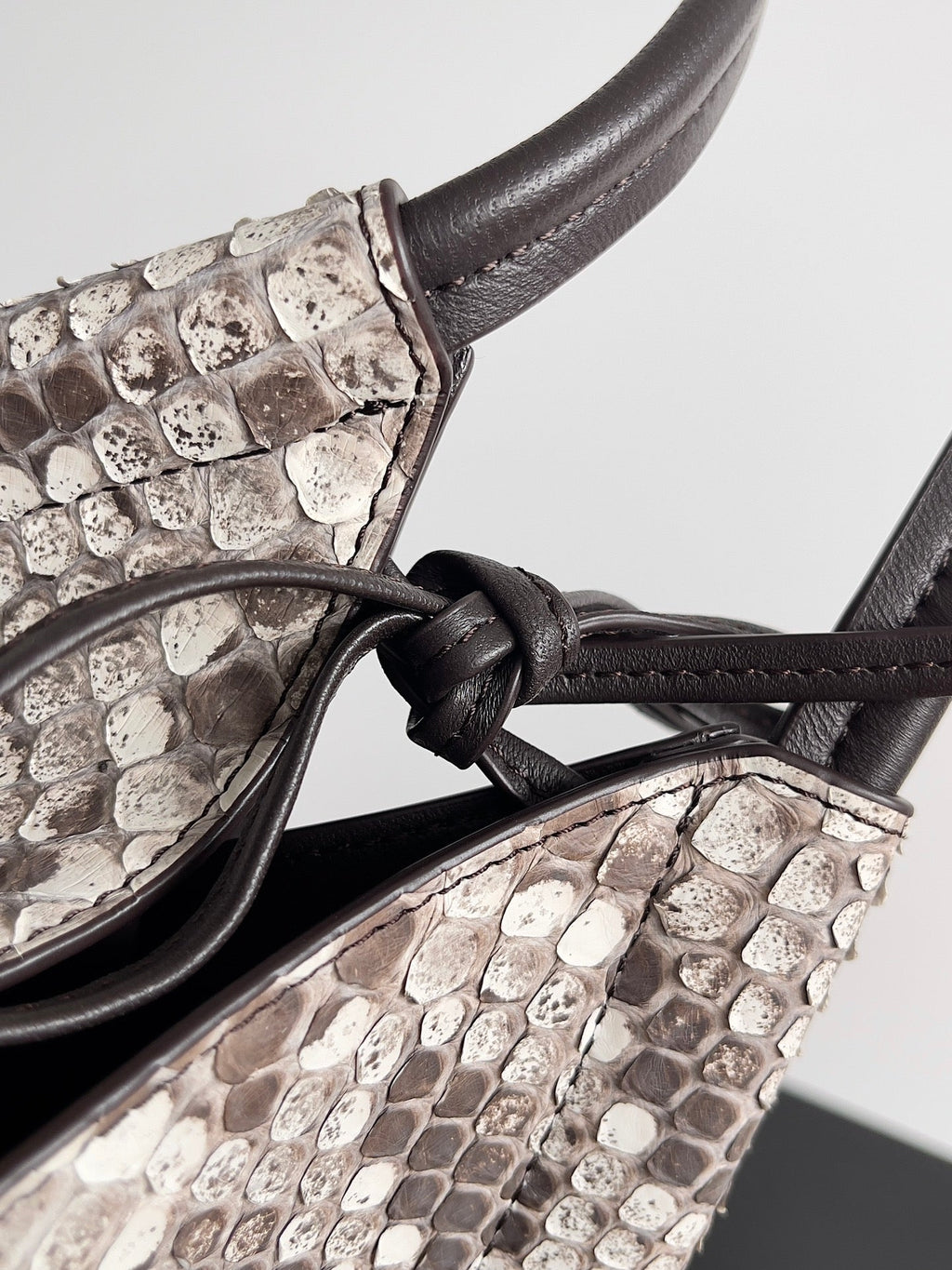 BOTTEGA VENETA SMALL SOLSTICE 30 IN SNAKE PATTERN CALFSKIN