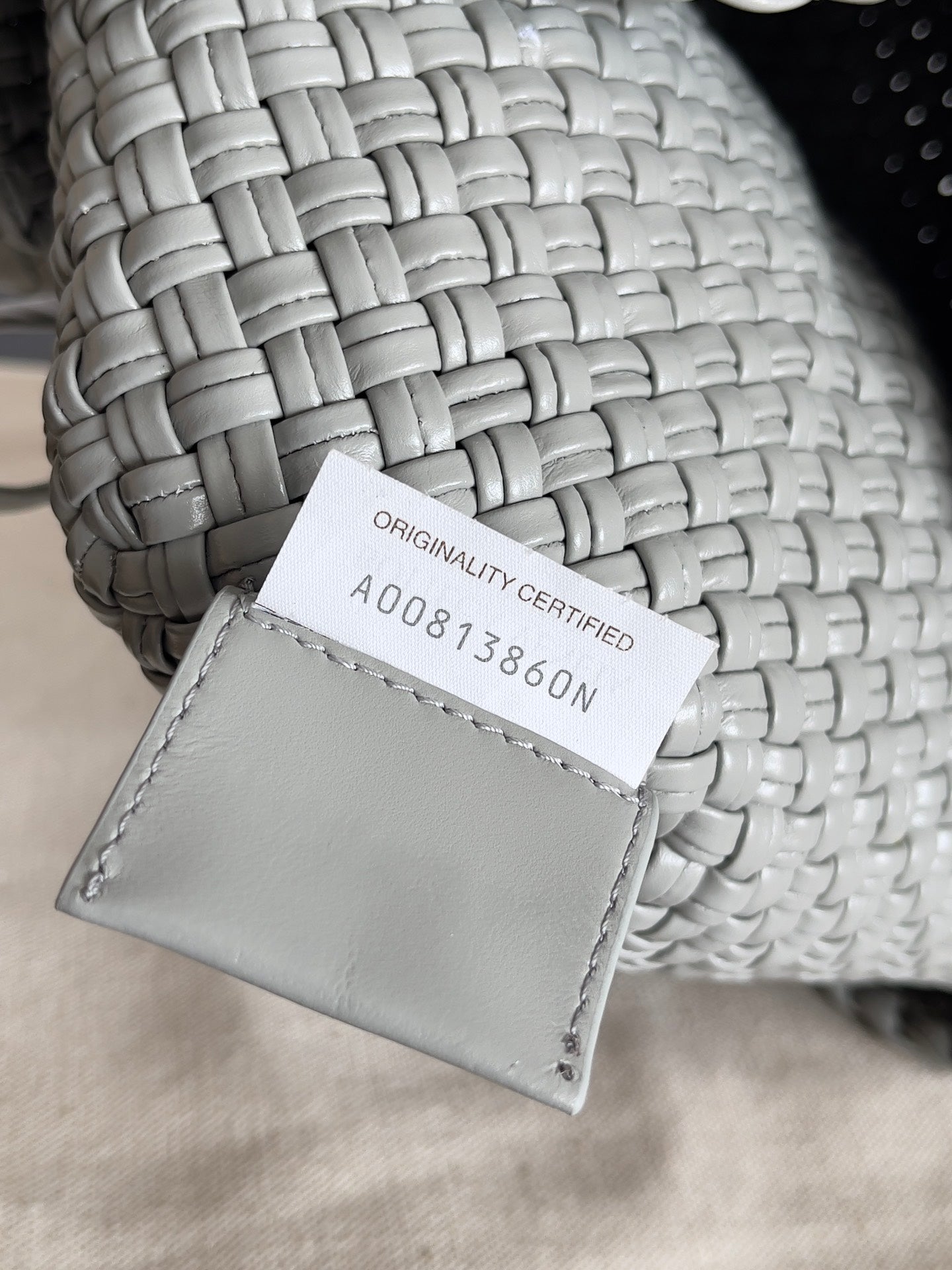 BOTTEGA VENETA TOSCA SHOULDER BAG 27 IN AGATE GREY LAMBSKIN WITH DALMATA STONE DETAIL