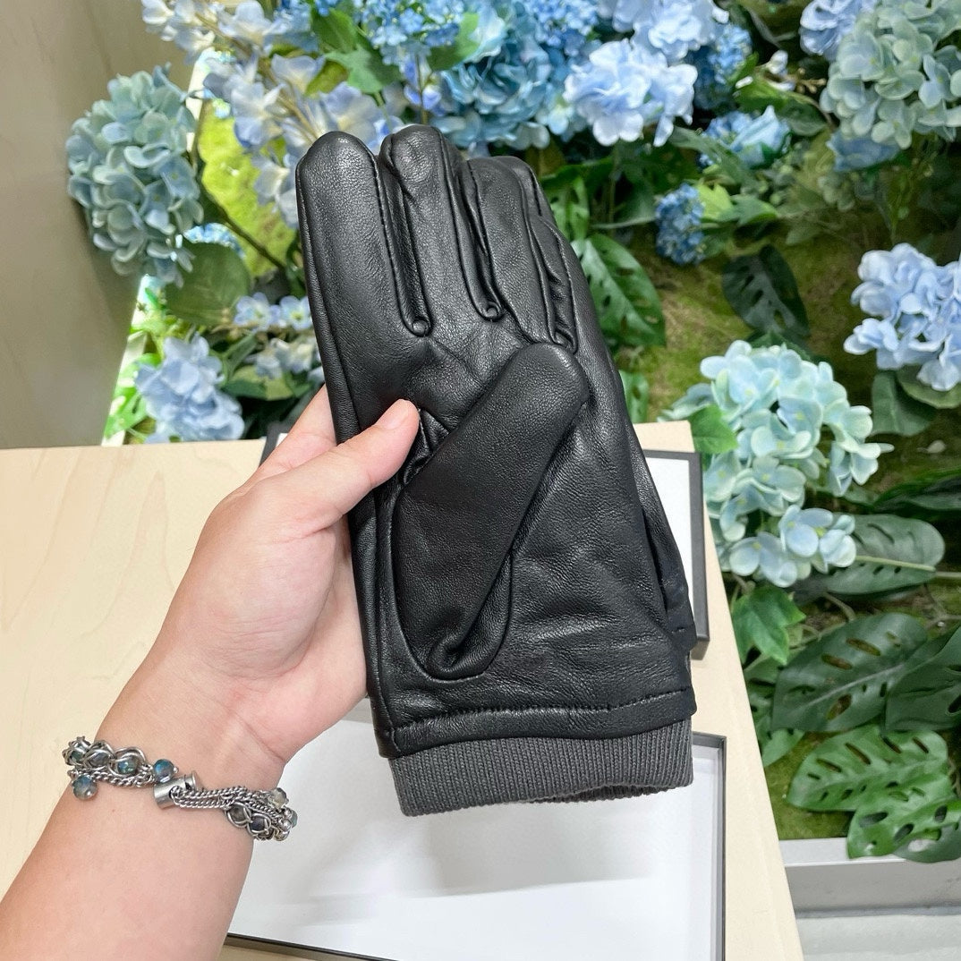 GUCCI GLOVES IN BLACK SHEEPSKIN MIX WOOL 463824
