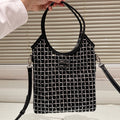 MIU MIU CRYSTAL TOTE 24 BAG IN BLACK CALFSKIN