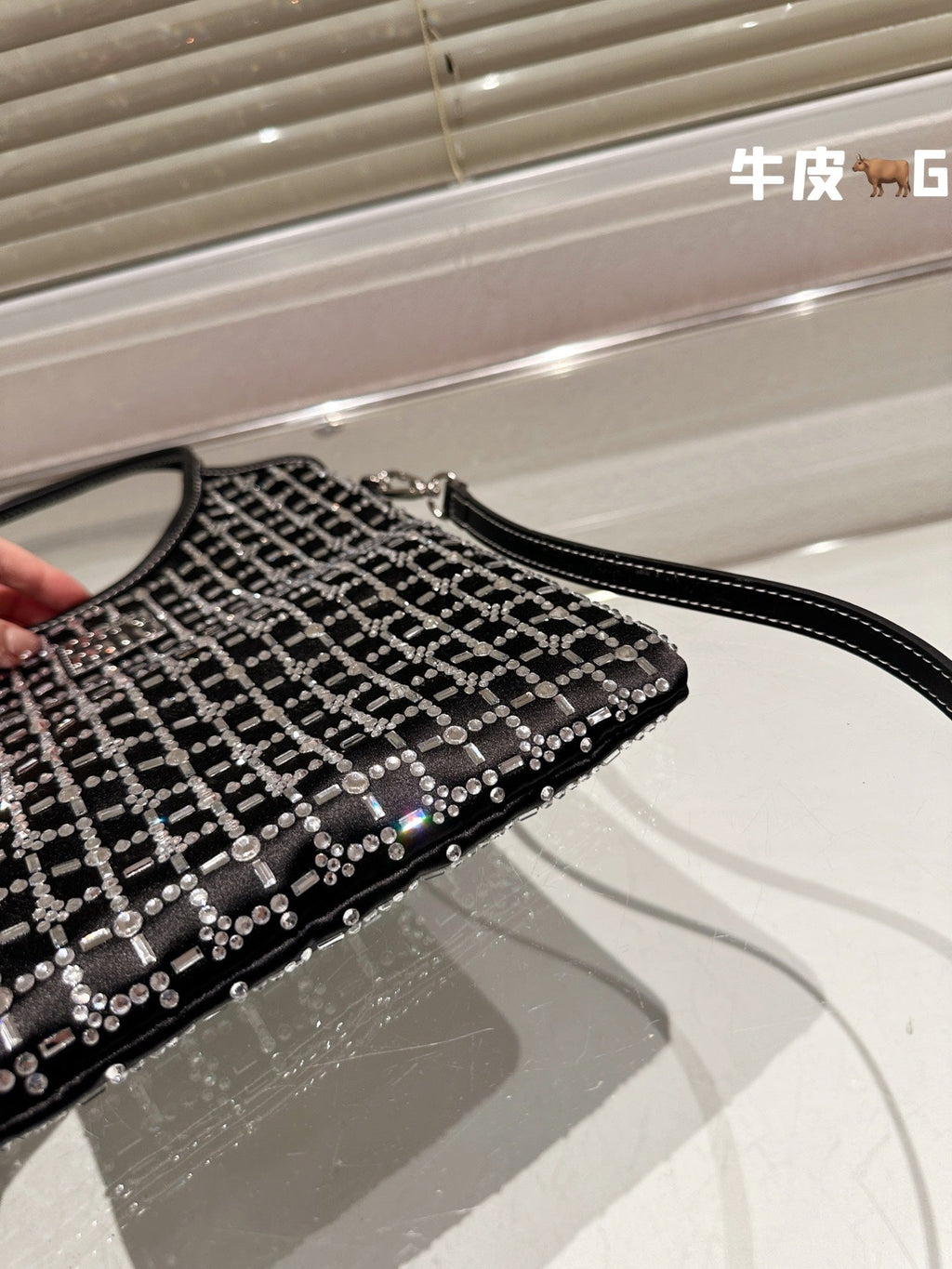 MIU MIU CRYSTAL TOTE 24 BAG IN BLACK CALFSKIN