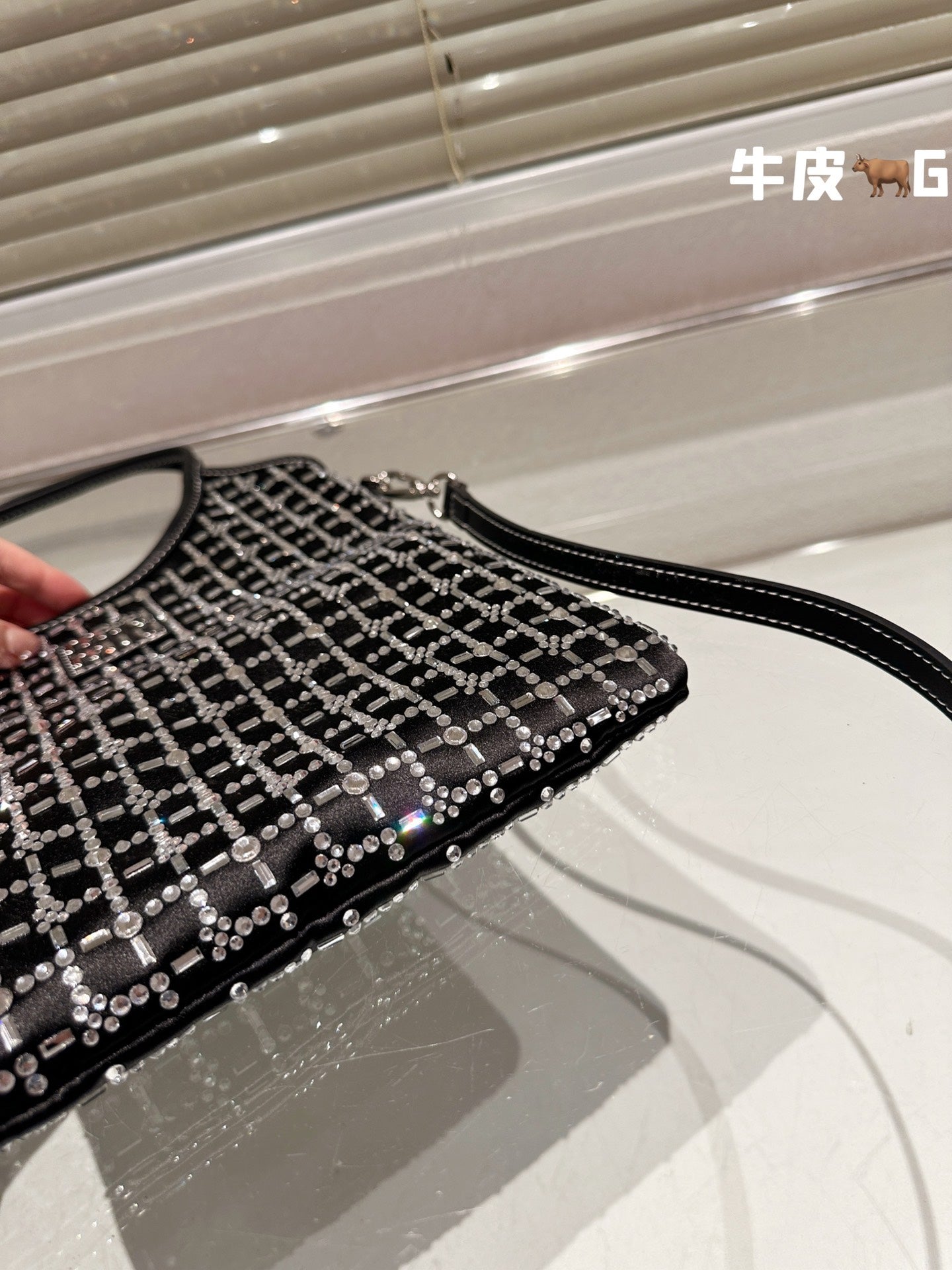 MIU MIU CRYSTAL TOTE 24 BAG IN BLACK CALFSKIN