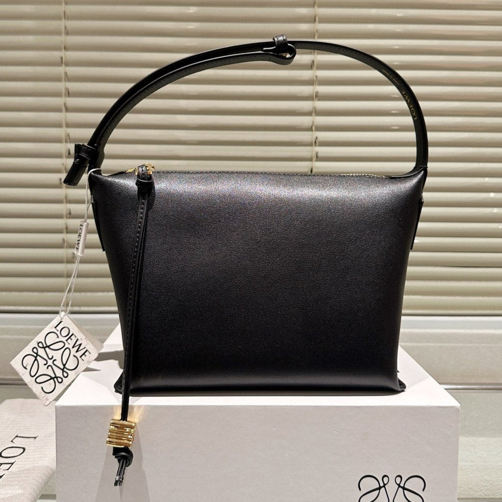 LOEWE LOE LUNA HOBO 27 BAG IN BLACK CALFSKIN