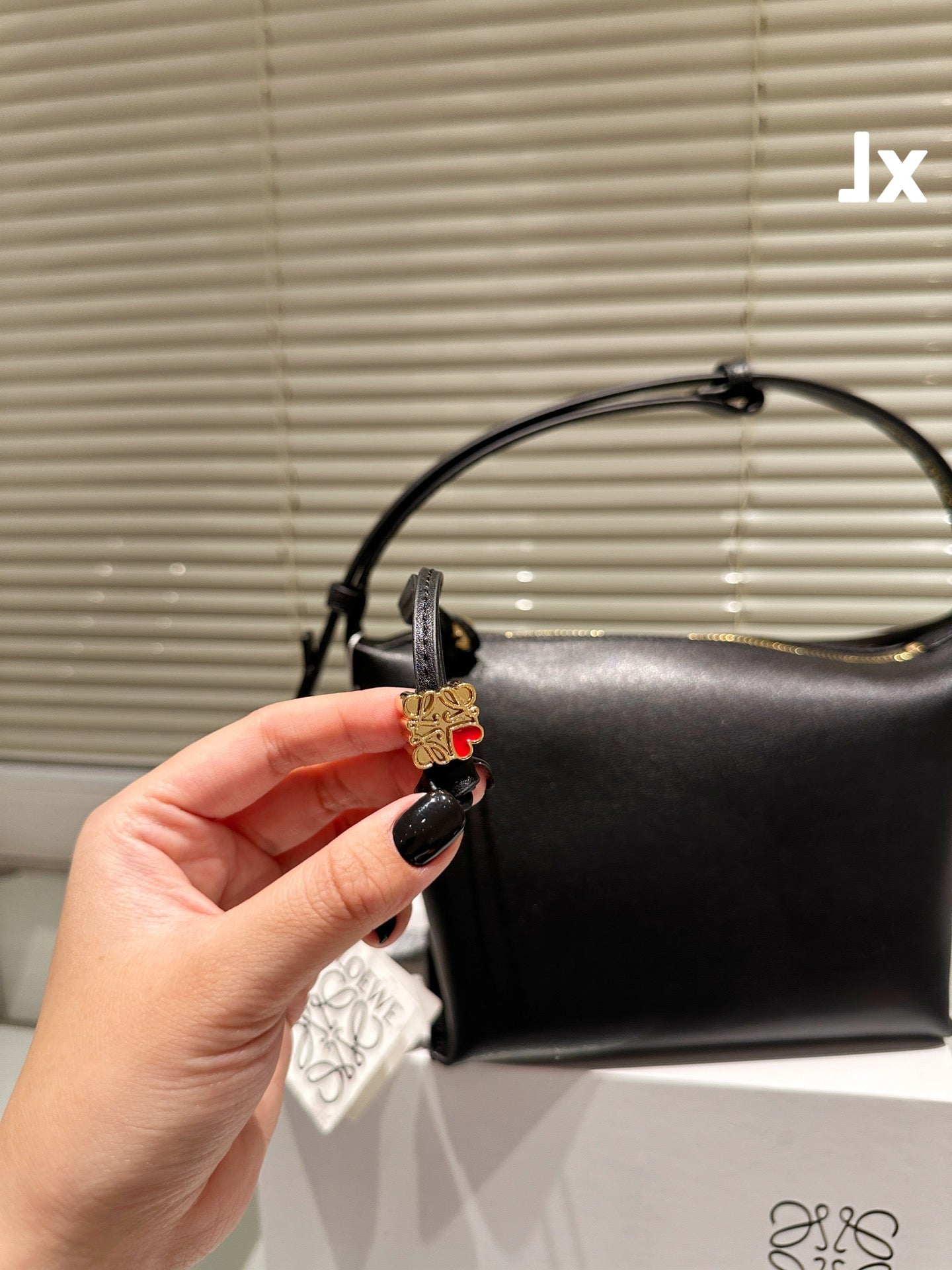 LOEWE LOE LUNA HOBO 27 BAG IN BLACK CALFSKIN