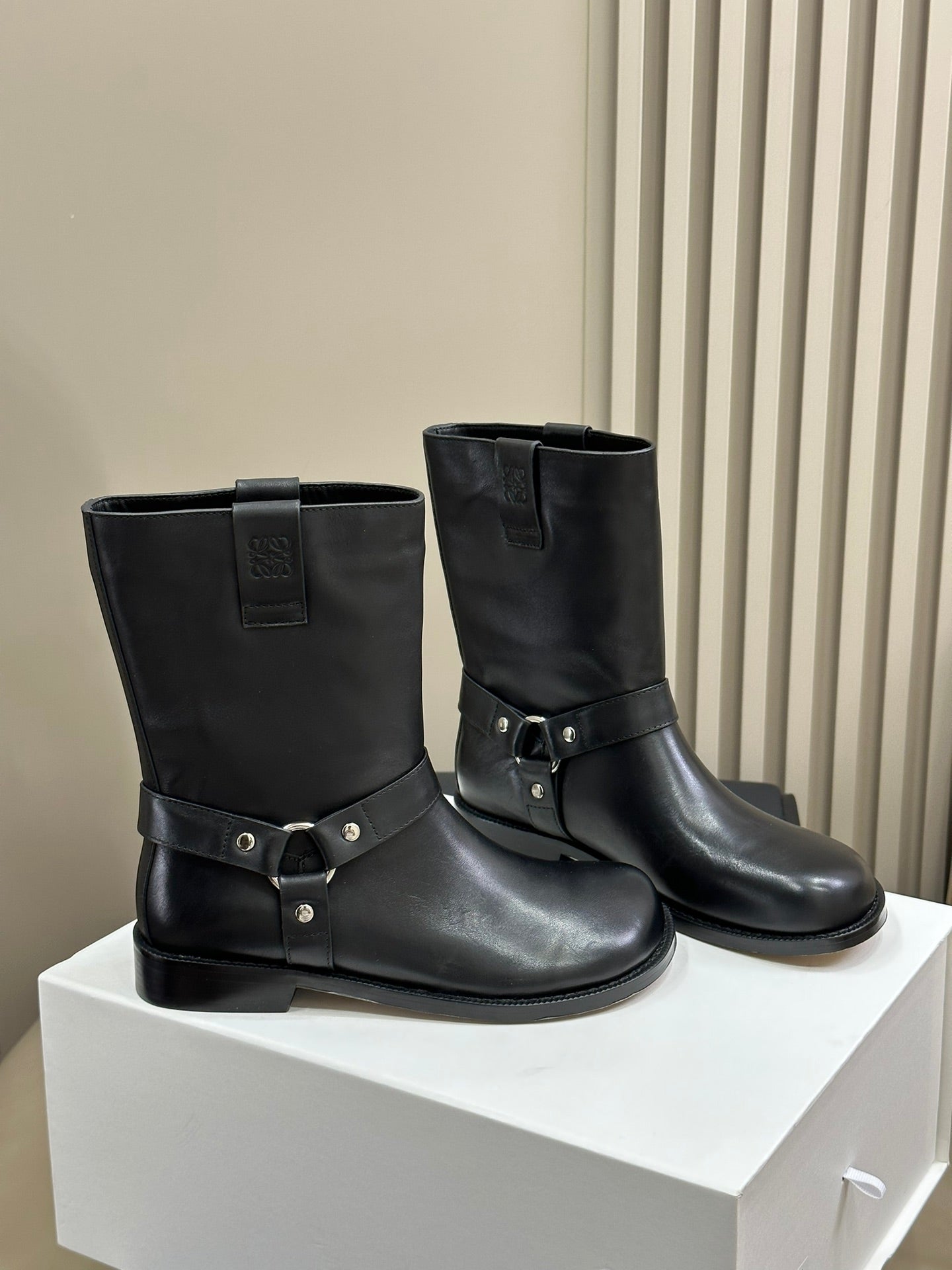 LW CAMPO BIKER BOOT BLACK CALFSKIN