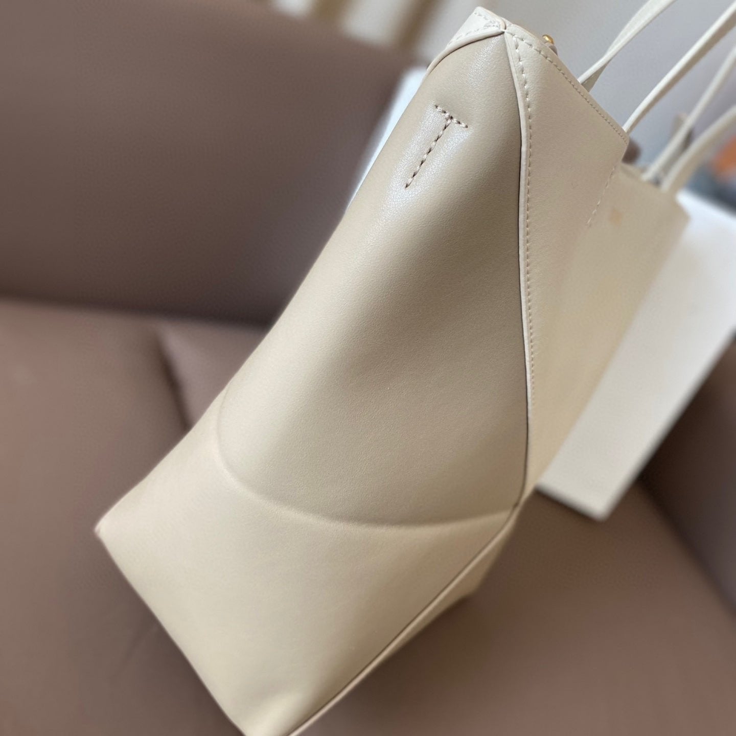 LOEWE LOE 32 MEDIUM PUZZLE FOLD TOTE IN WHITE MIX PASTEL GREY SHINY CALFSKIN