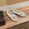 ALAIA MESH BALLET FLATS 25S IN WHITE LAMBSKIN