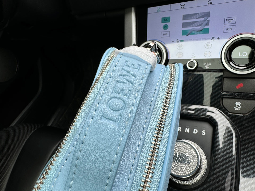 LOEWE LOE MINI 18 CAMERA CROSS BODY BAG IN LIGHT BLUE CALFSKIN
