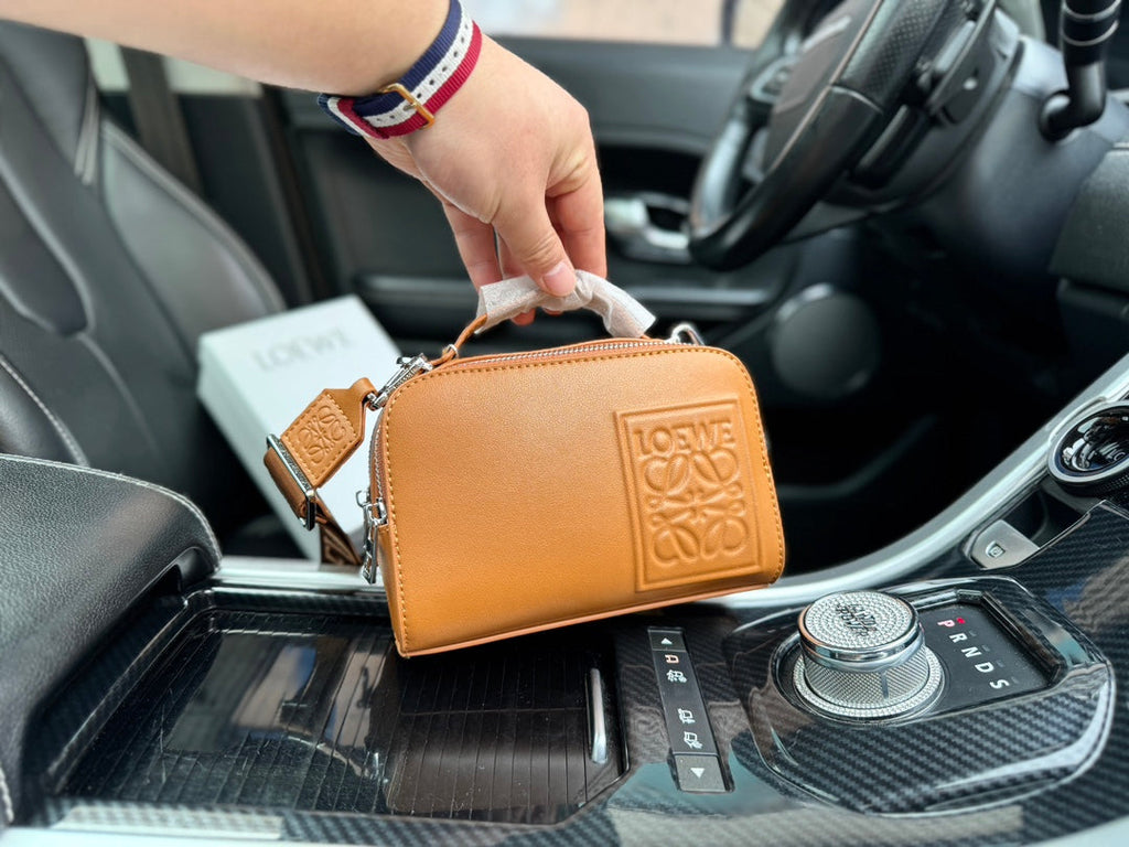 LOEWE LOE MINI 18 CAMERA CROSS BODY BAG IN WARM DESERT CALFSKIN