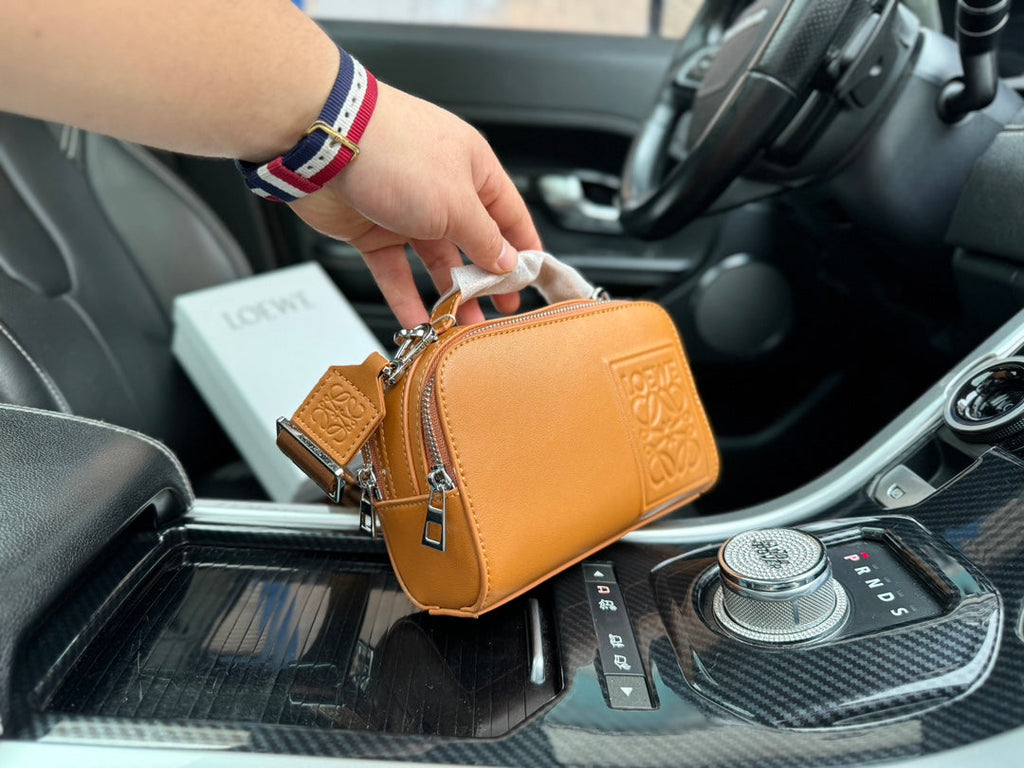 LOEWE LOE MINI 18 CAMERA CROSS BODY BAG IN WARM DESERT CALFSKIN