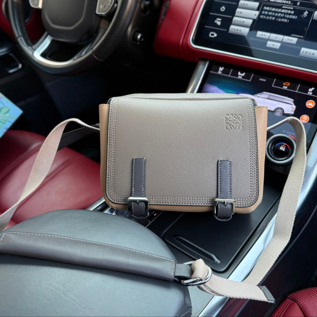 LOEWE XS MILITARY MESSENGER 25 BAG IN LIGHT BROWN CALFSKIN