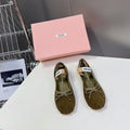 BALLET FLAT SHOES DARK OLIVE COLOR SHEEPSKIN