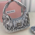 MIU MIU WANDER 22 BAG IN SILVER LAMBSKIN