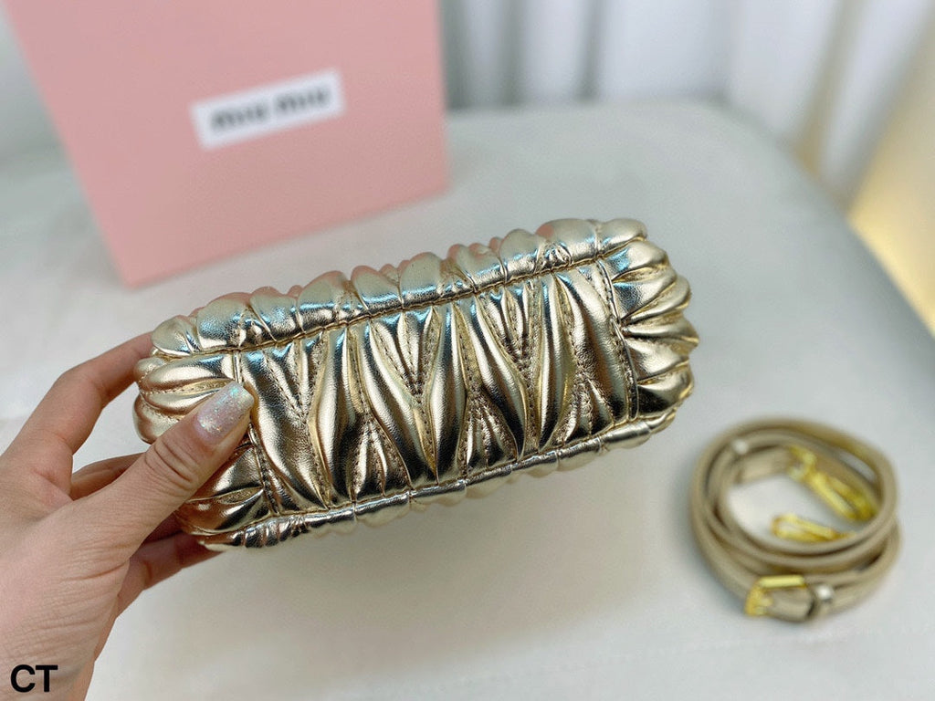 MIU MIU WANDER 22 BAG IN GOLDEN LAMBSKIN