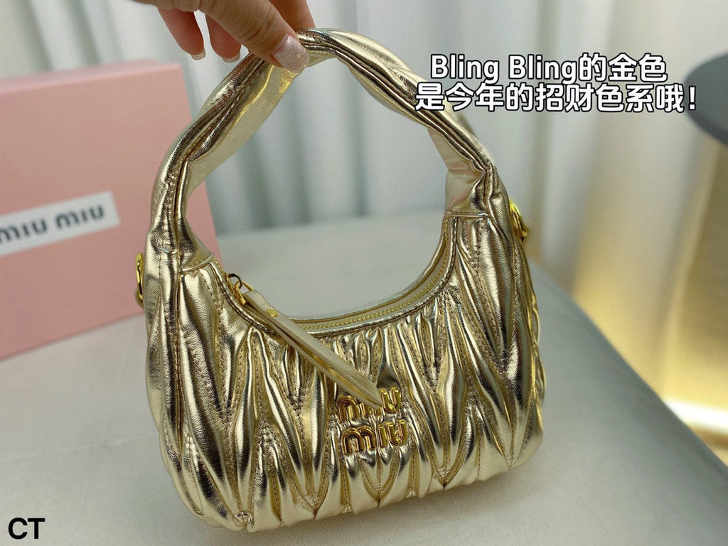 MIU MIU WANDER 22 BAG IN GOLDEN LAMBSKIN