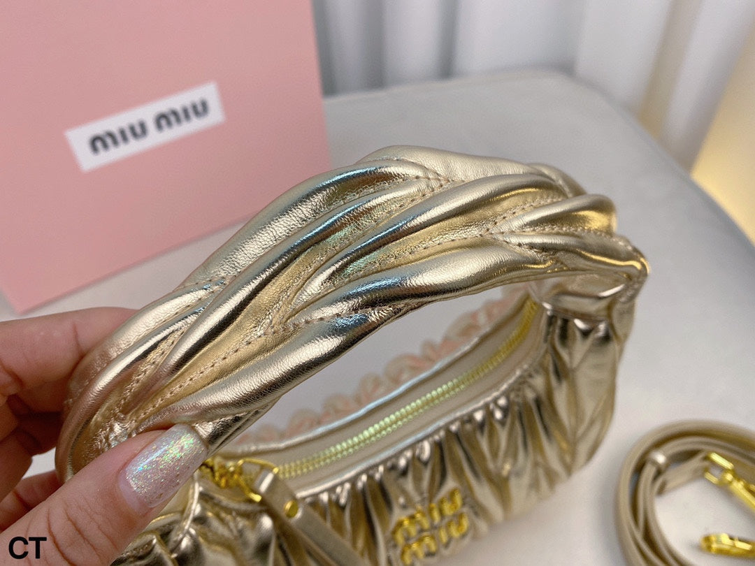 MIU MIU WANDER 22 BAG IN GOLDEN LAMBSKIN