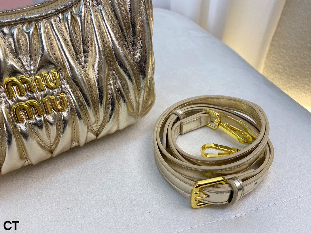 MIU MIU WANDER 22 BAG IN GOLDEN LAMBSKIN