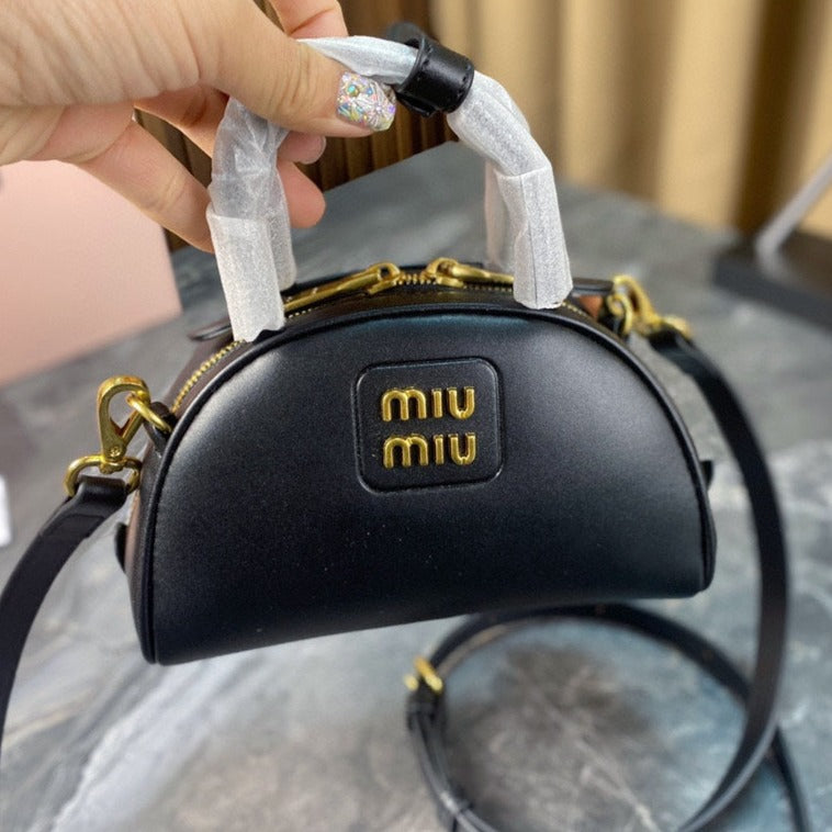 MIU MIU HALF - MOON BAG 18 IN BLACK CALFSKIN