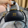 MIU MIU HALF - MOON BAG 18 IN BLACK CALFSKIN