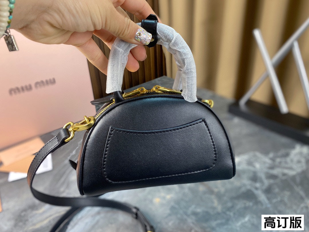 MIU MIU HALF - MOON BAG 18 IN BLACK CALFSKIN