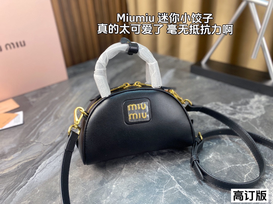 MIU MIU HALF - MOON BAG 18 IN BLACK CALFSKIN