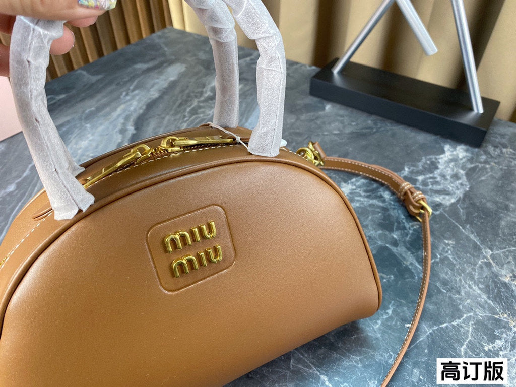 MIU MIU HALF - MOON BAG 23 IN CARAMEL BROWN CALFSKIN
