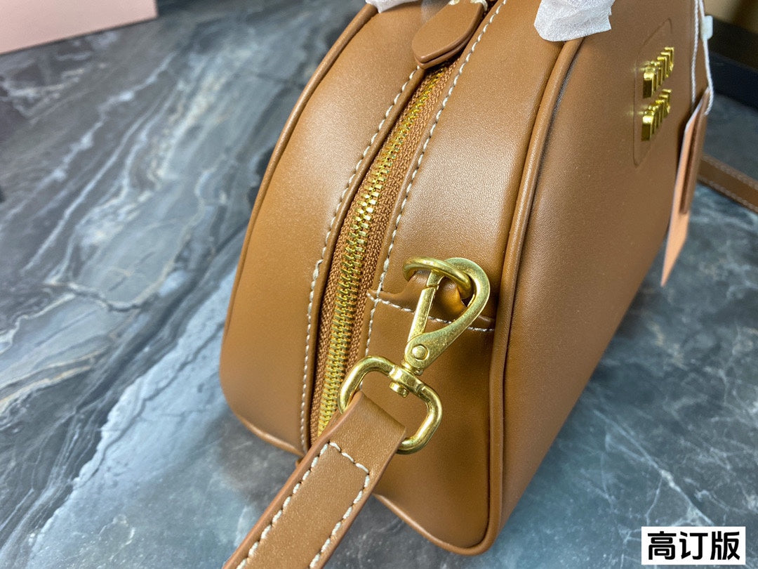 MIU MIU HALF - MOON BAG 23 IN CARAMEL BROWN CALFSKIN