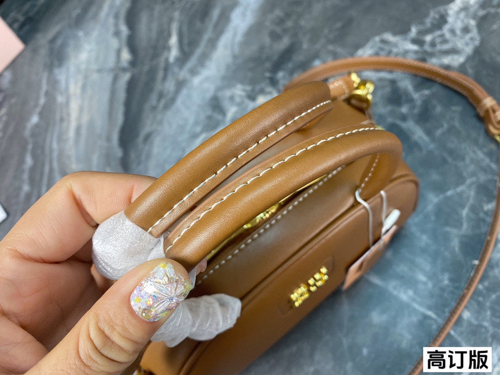 MIU MIU HALF - MOON BAG 23 IN CARAMEL BROWN CALFSKIN