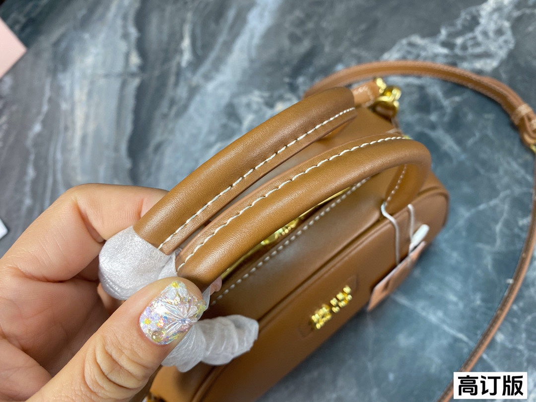 MIU MIU HALF - MOON BAG 23 IN CARAMEL BROWN CALFSKIN